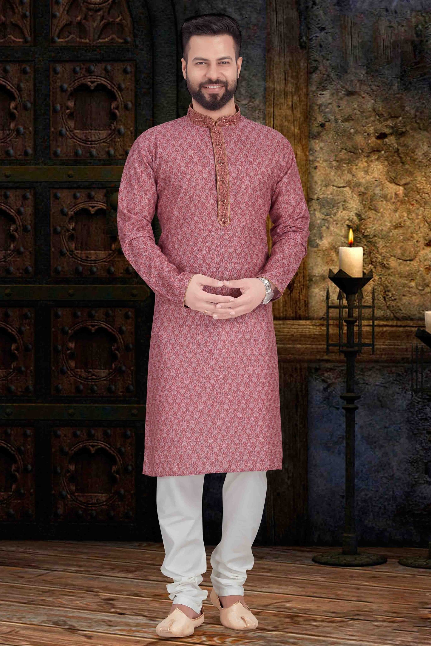 Pink Colour Kurta Pajama In Cotton KP1210111