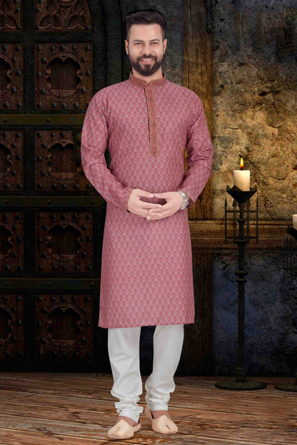 Pink Colour Kurta Pajama In Cotton KP1210111