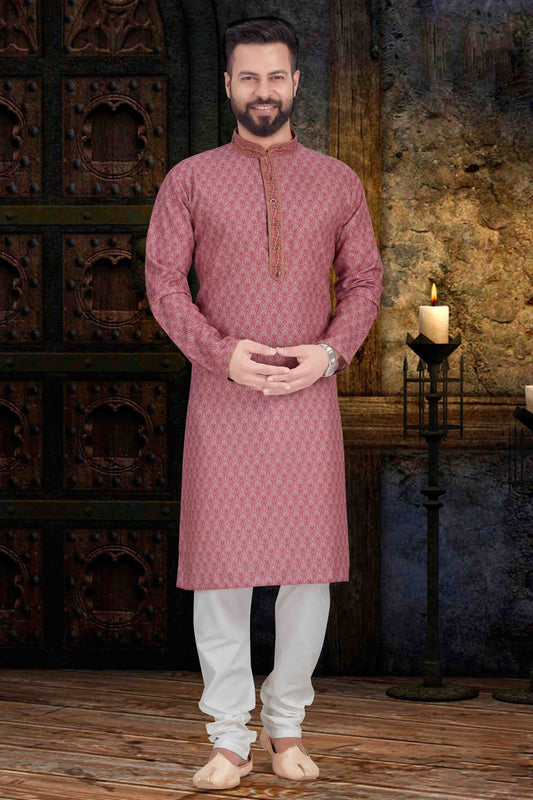 Pink Colour Kurta Pajama In Cotton KP1210111