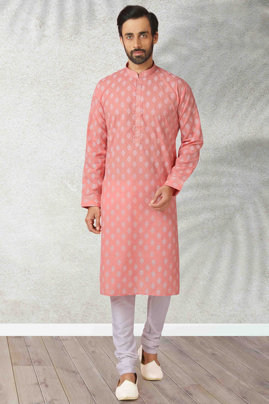 Pink Colour Kurta Pajama In Cotton KP1210118