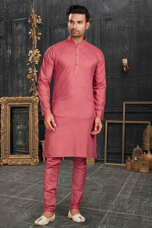 Pink Colour Kurta Pajama In Cotton KP1210173