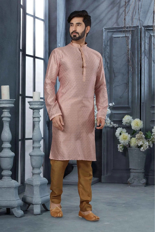 Pink Colour Kurta Pajama In Jacquard Fabric KP1040144