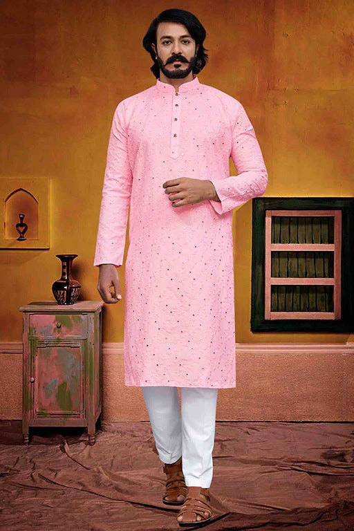 Pink Colour Kurta Pajama In Silk KP1210226