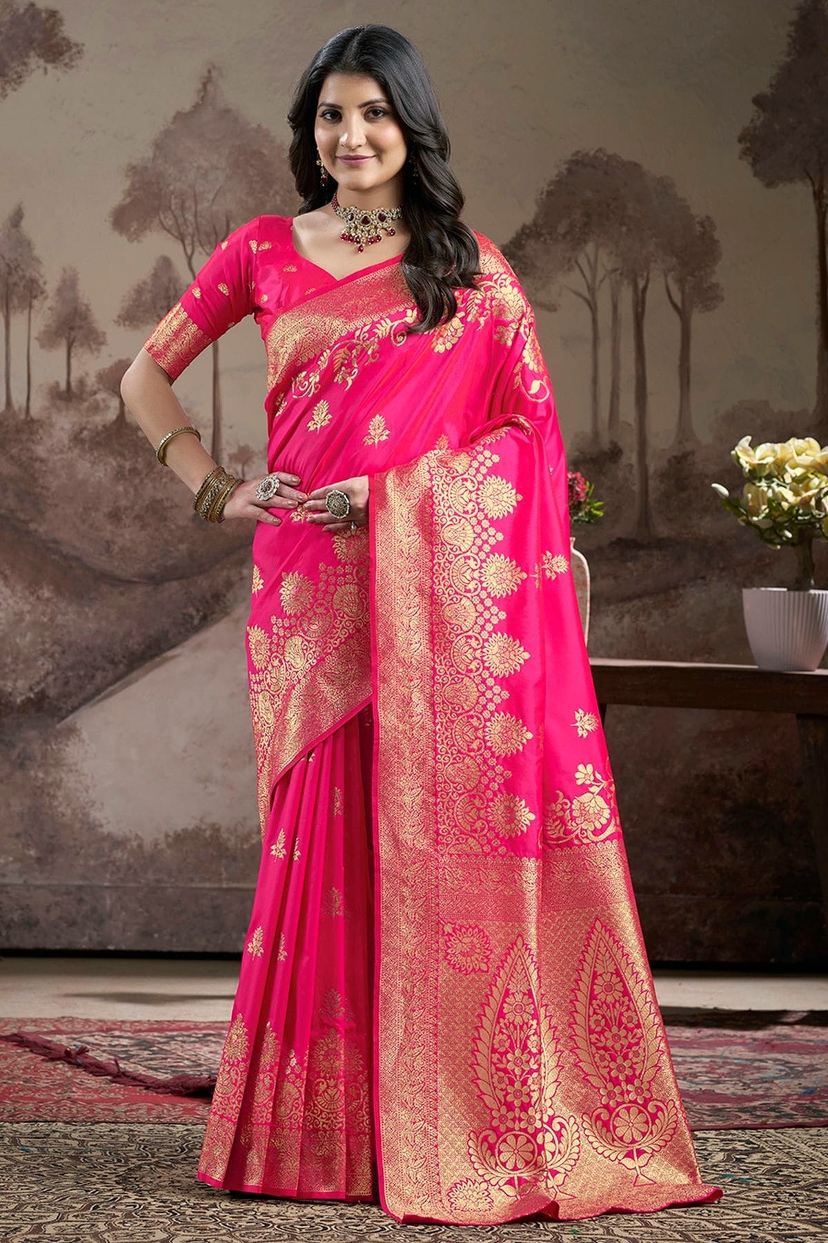 Pink Colour Lichi Silk Traditional Saree SD1112202