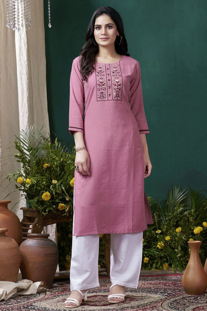 Pink Colour Maaza Cotton Kurta And Pant Set KR1111343