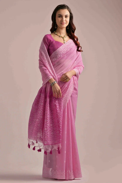 Pink Colour Muga Cotton Traditional Saree SD1260096 A