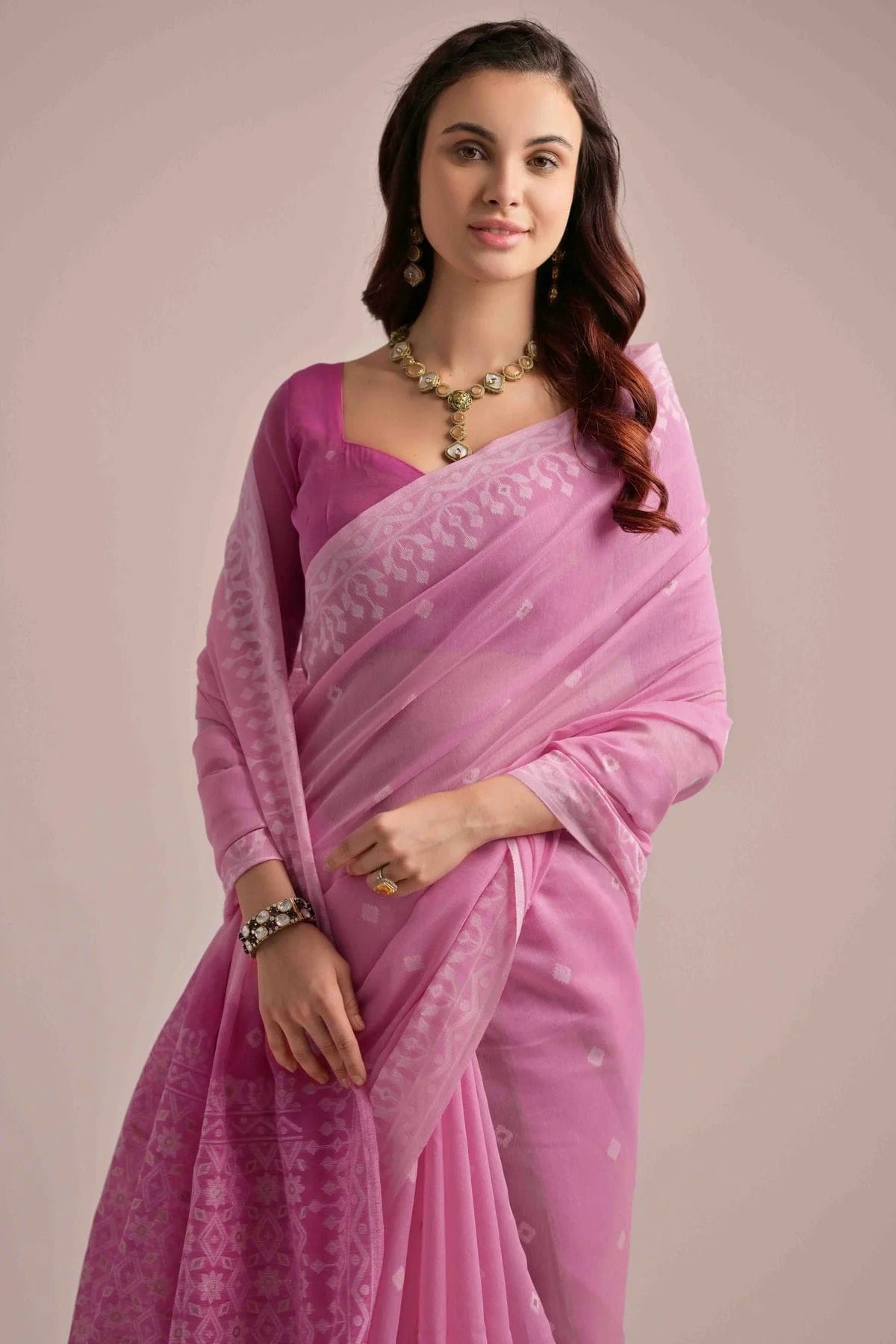 Pink Colour Muga Cotton Traditional Saree SD1260096 B