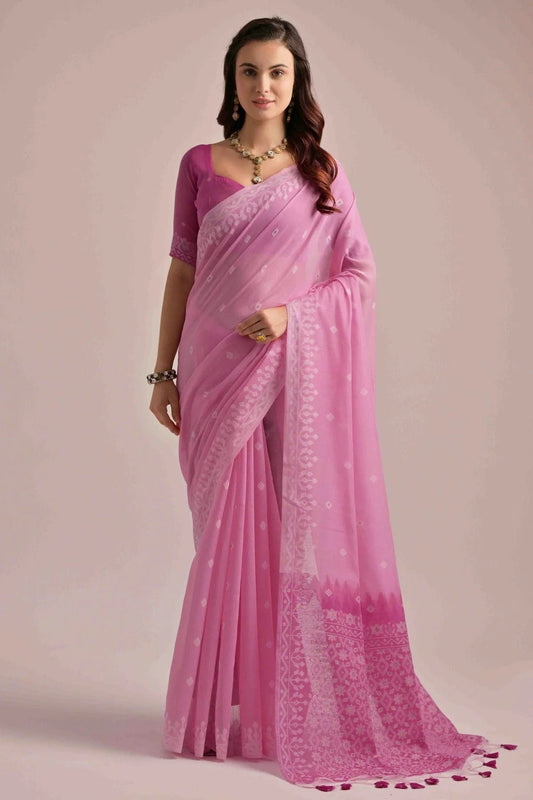 Pink Colour Muga Cotton Traditional Saree SD1260096