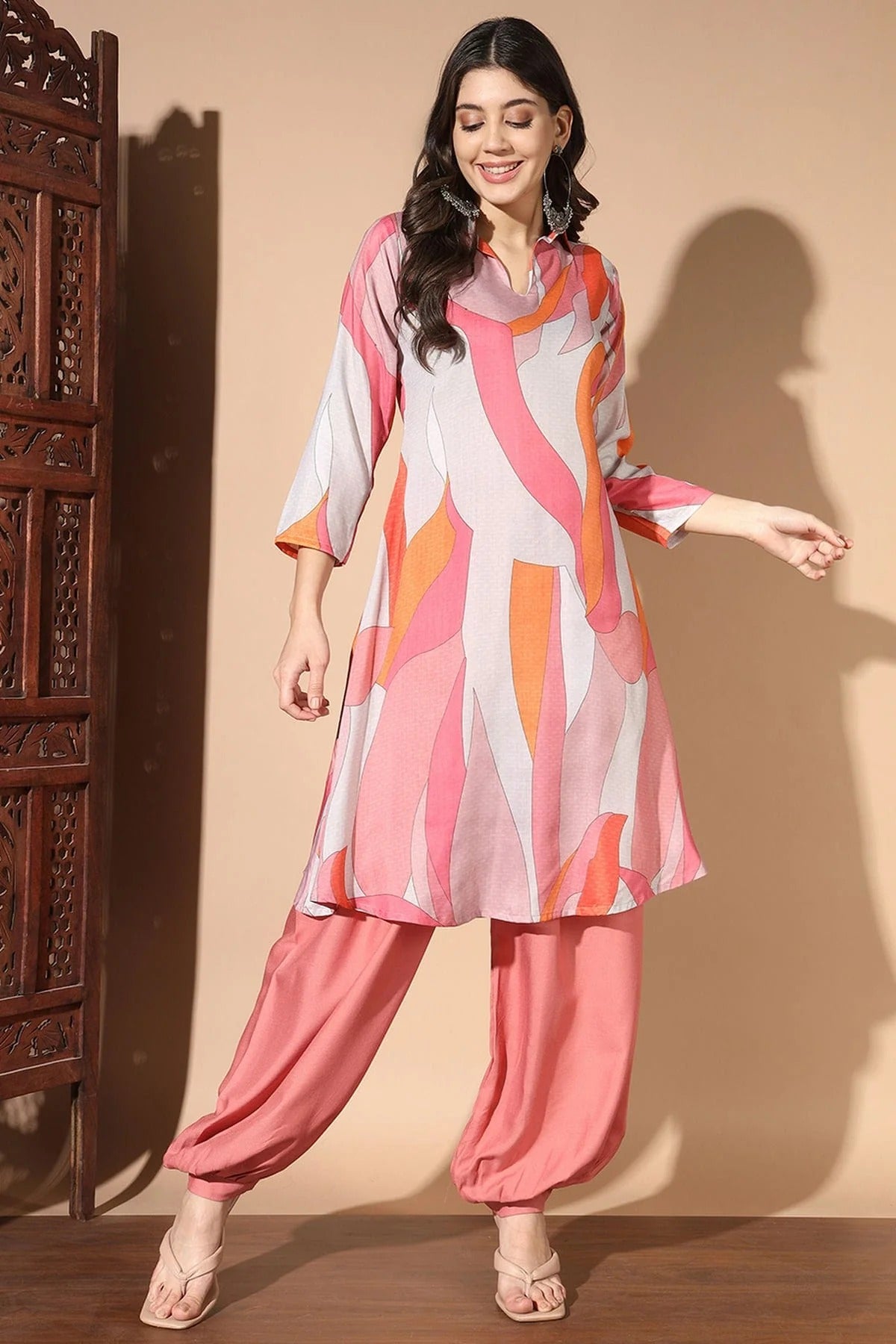 Pink Colour Muslin Kurta And Pant Set KR1111298