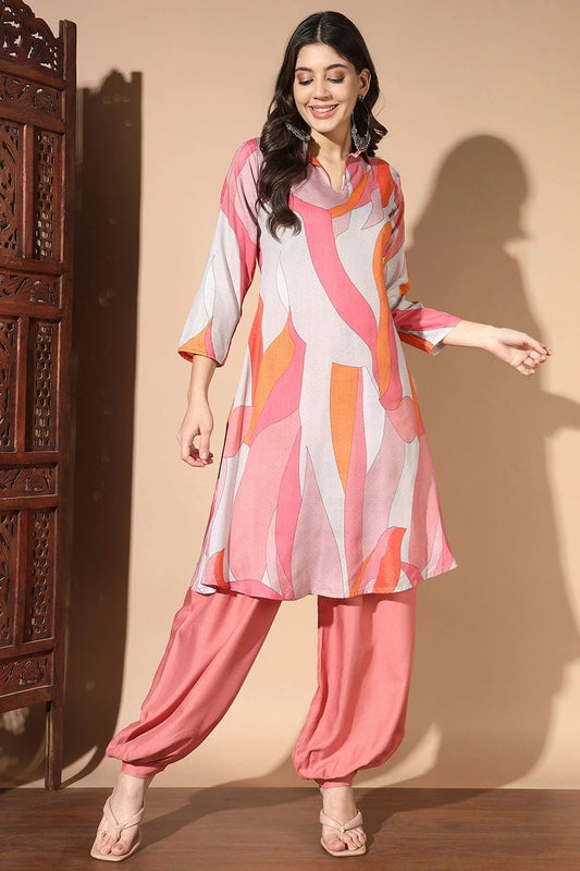 Pink Colour Muslin Kurta And Pant Set KR1111298