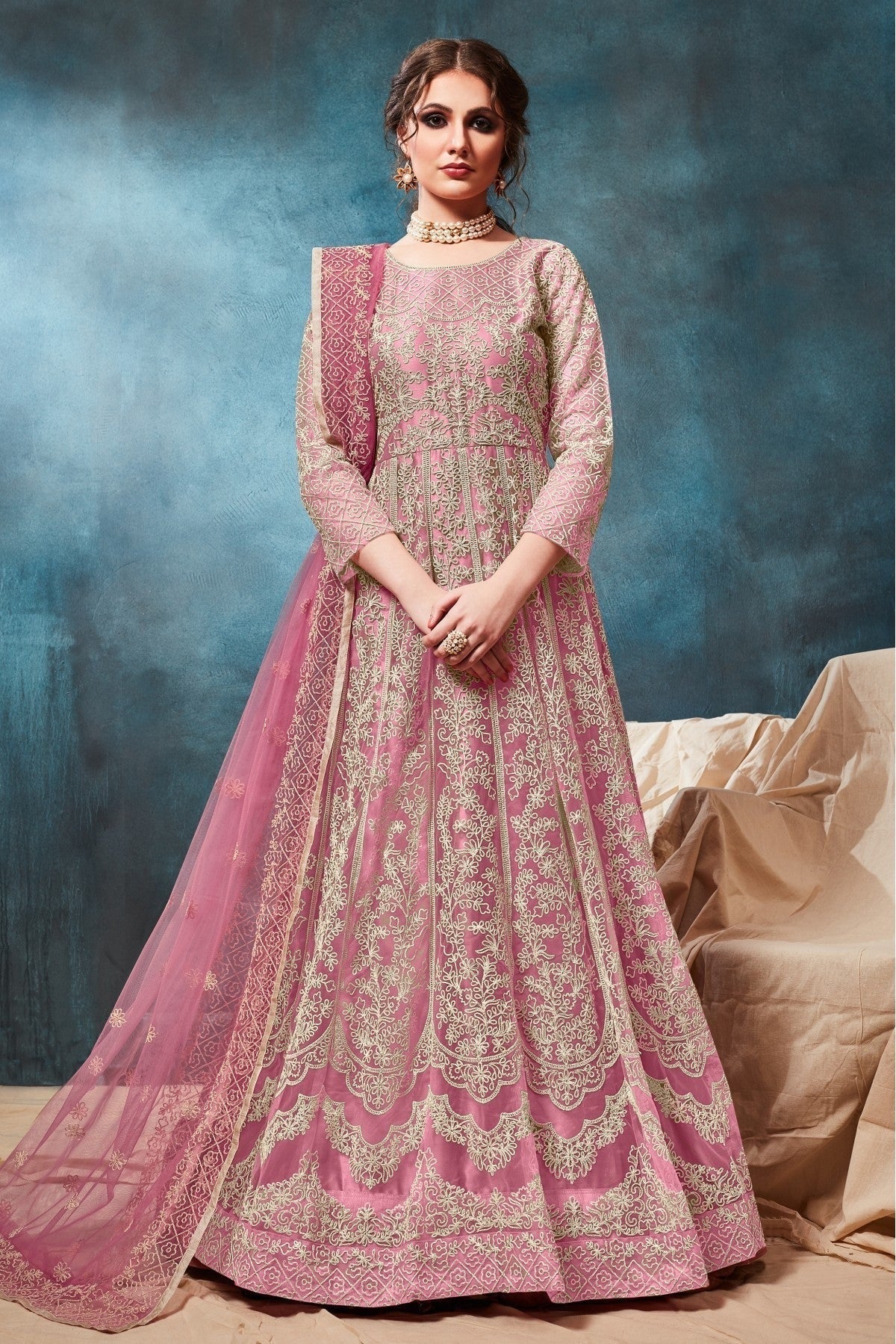 Pink Colour Net Anarkali Suit SM1050013