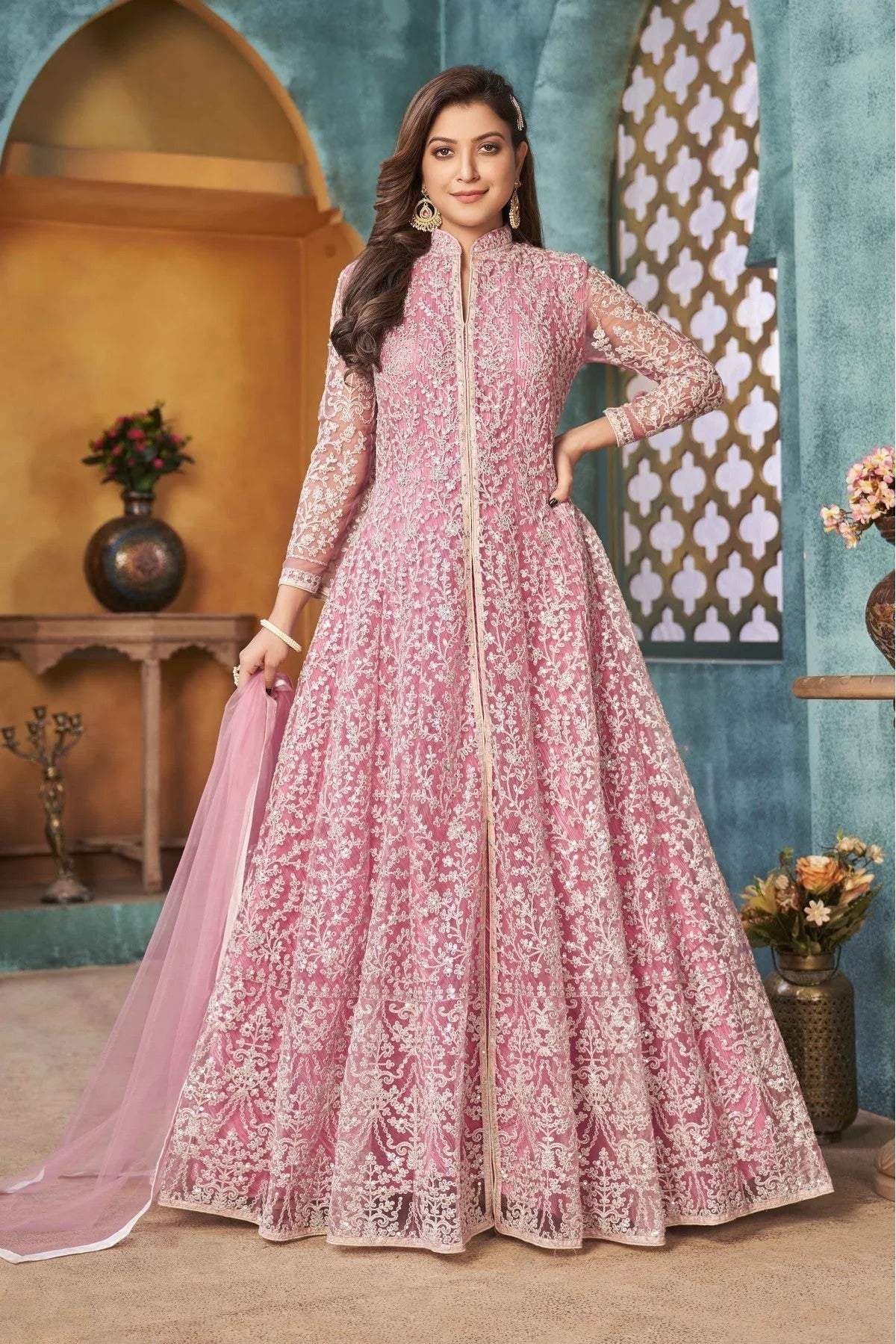 Pink Colour Net Anarkali Suit SM1050151