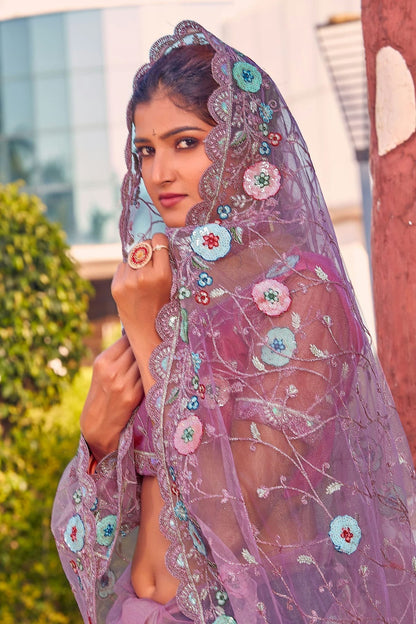 Pink Colour Net Designer Saree LC1121360 A