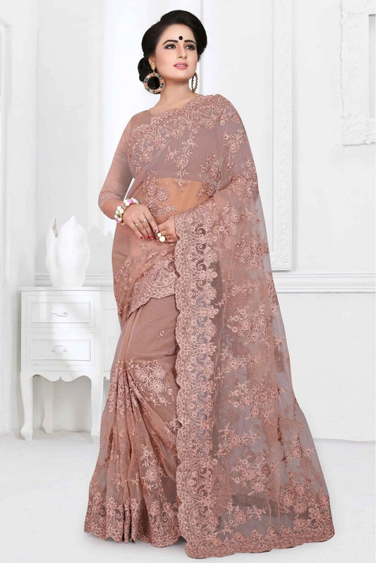 Pink Colour Net Designer Saree SD1090025