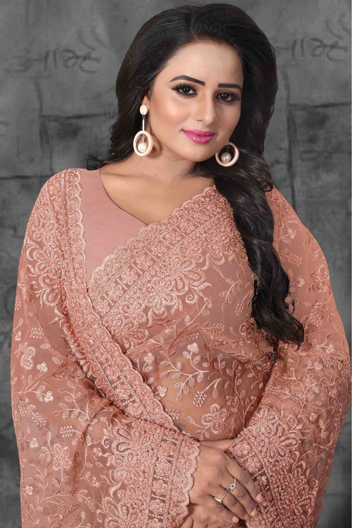 Pink Colour Net Designer Saree SD1090039