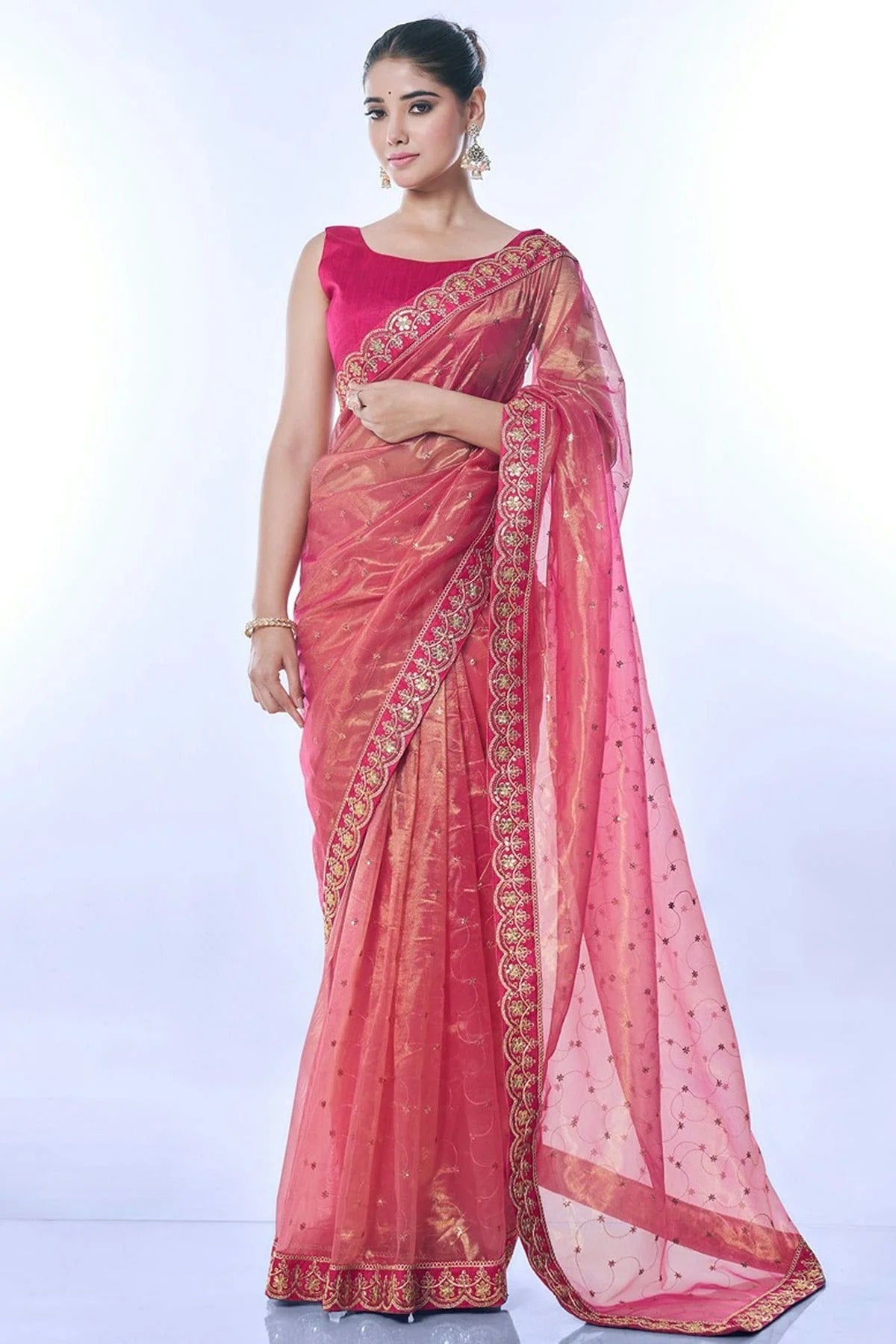 Pink Colour Net Designer Saree SD1111688