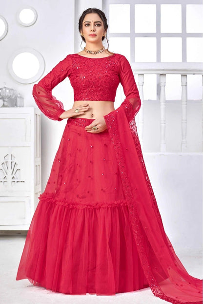 Pink Colour Net Embroidery Lehenga Choli LC1150085