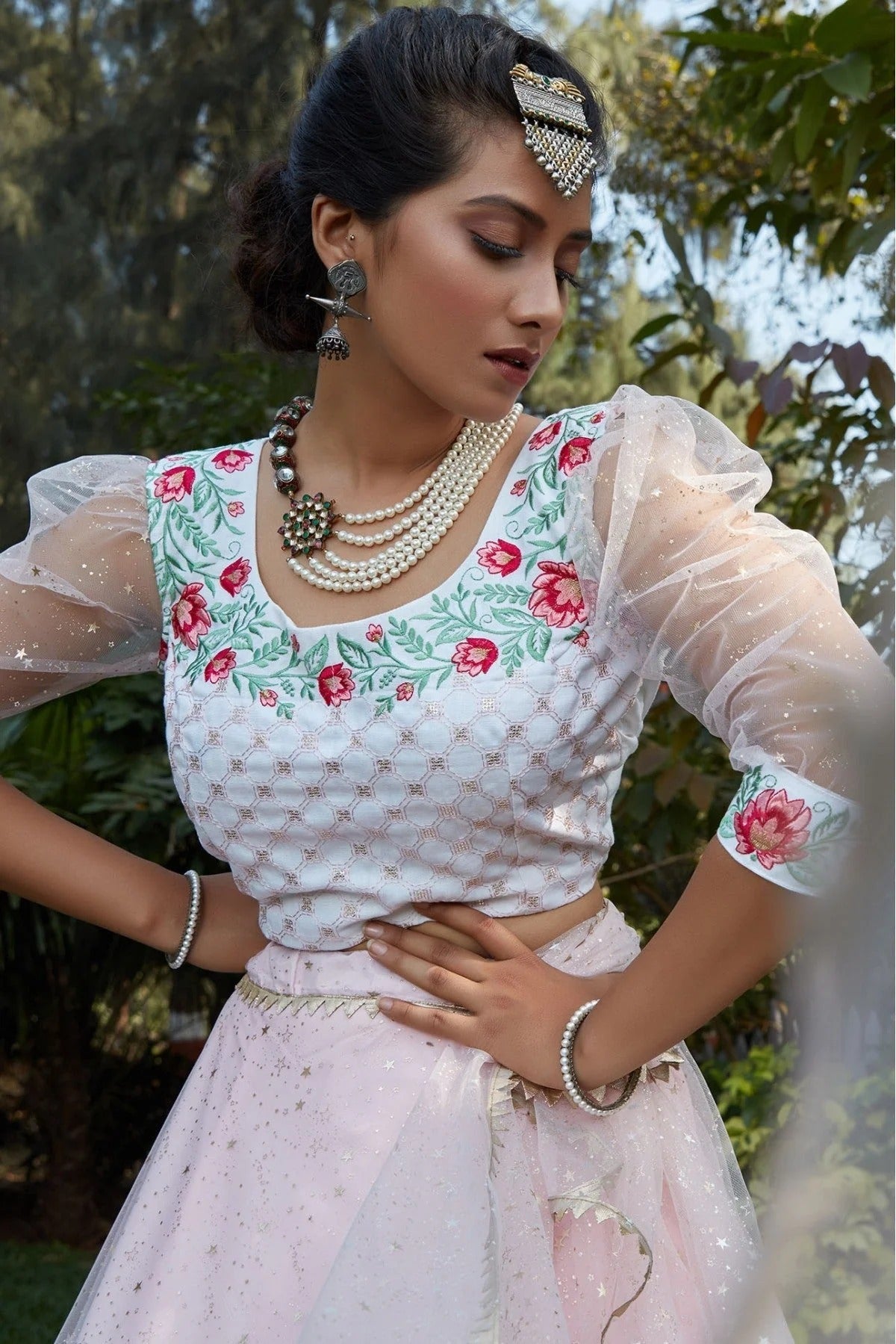 Pink Colour Net Foil Print Lehenga Choli LC1150043 B