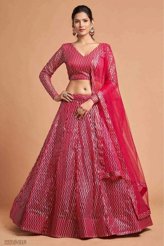 Pink Colour Net Lehenga Choli LC1010118