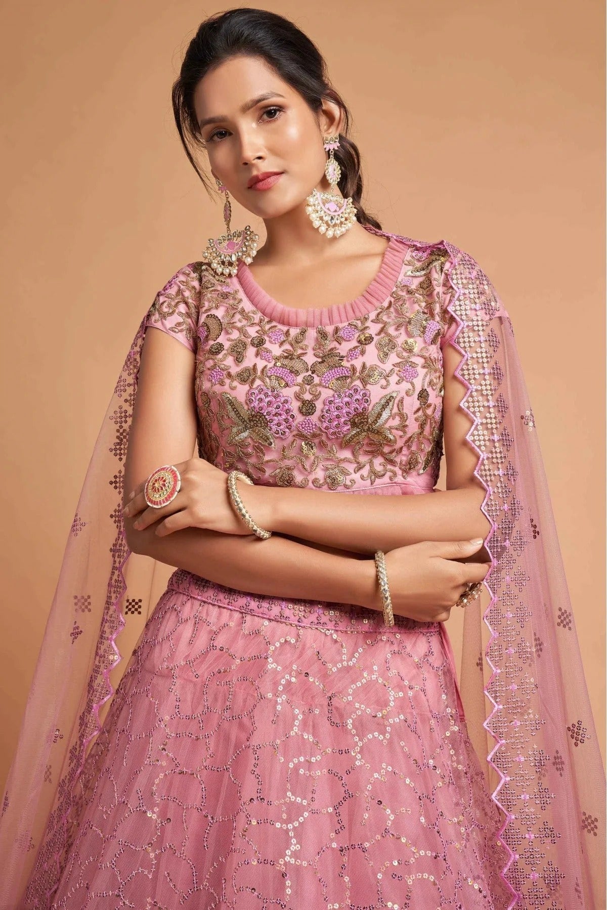 Pink Colour Net Lehenga Choli LC1010121 B