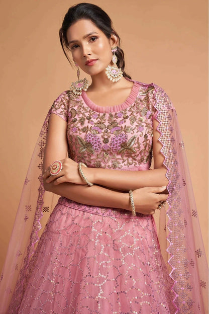 Pink Colour Net Lehenga Choli LC1010121 B