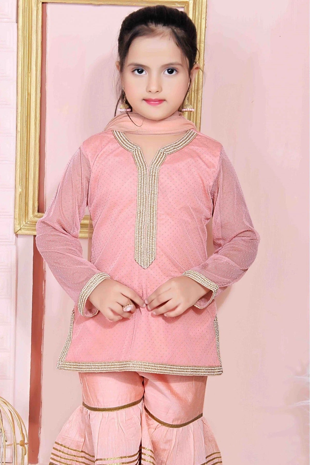 Pink Colour Net Party Wear Sharara Suit GW1070019 B