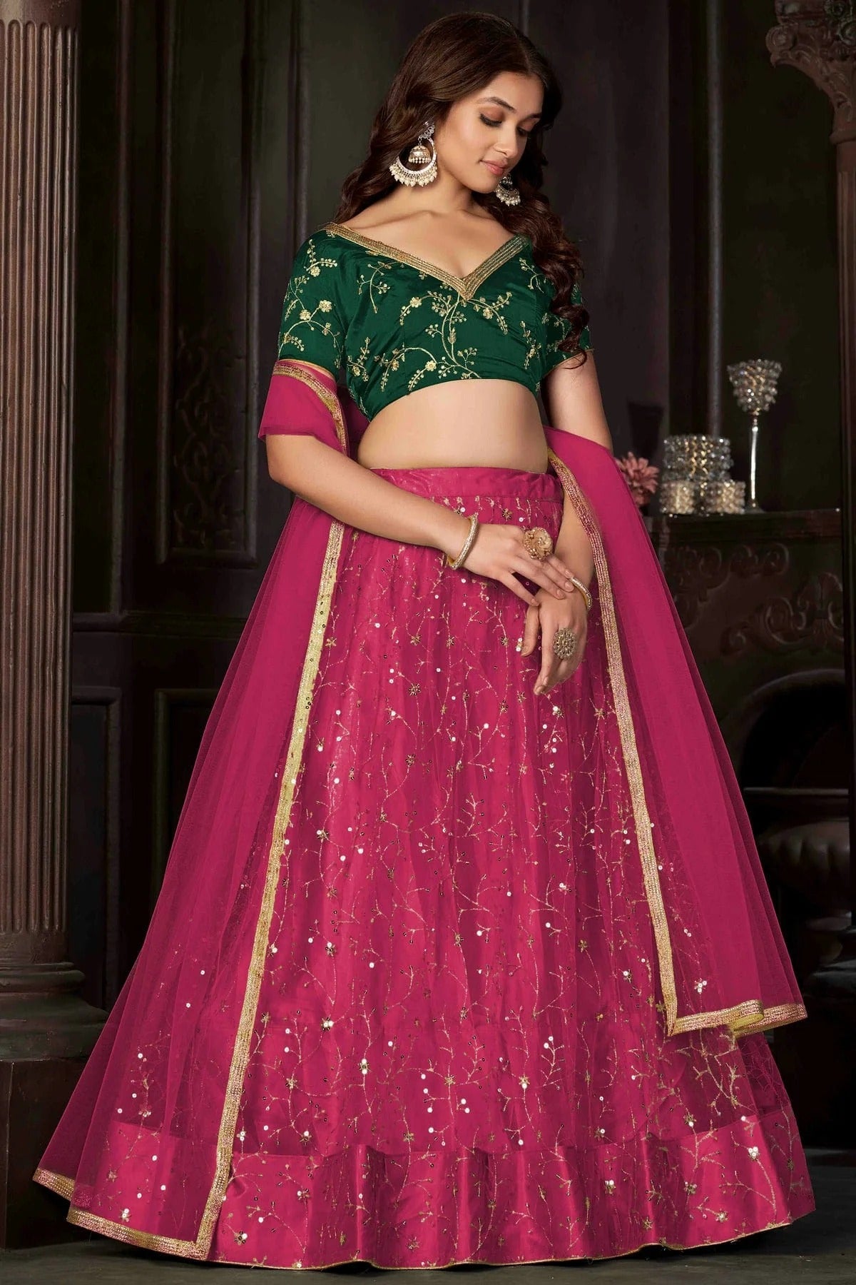 Pink Colour Net Semi Stitched Lehenga Choli LC1170054 A