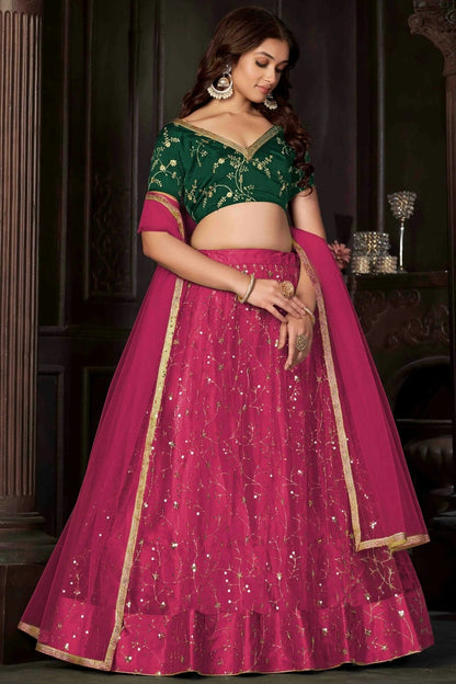 Pink Colour Net Semi Stitched Lehenga Choli LC1170054 A