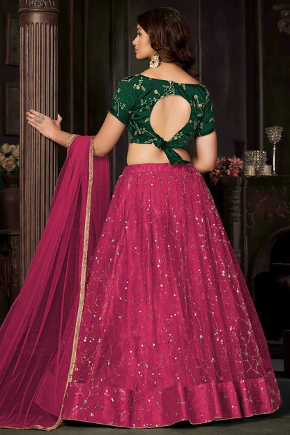 Pink Colour Net Semi Stitched Lehenga Choli LC1170054 B