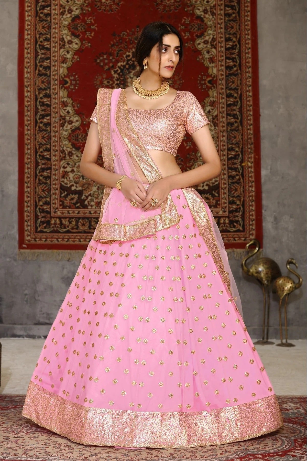 Pink Colour Net Sequence Lehenga Choli LC1150057 A