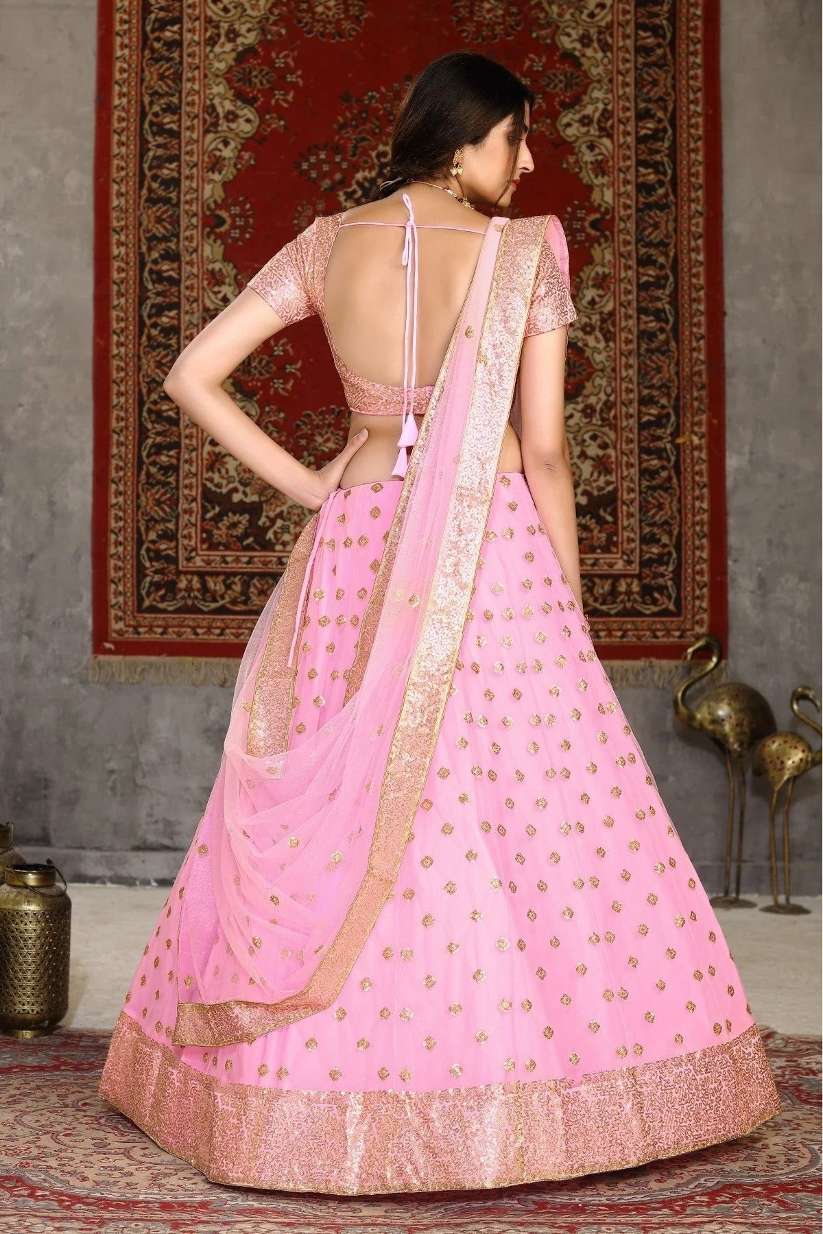 Pink Colour Net Sequence Lehenga Choli LC1150057 B