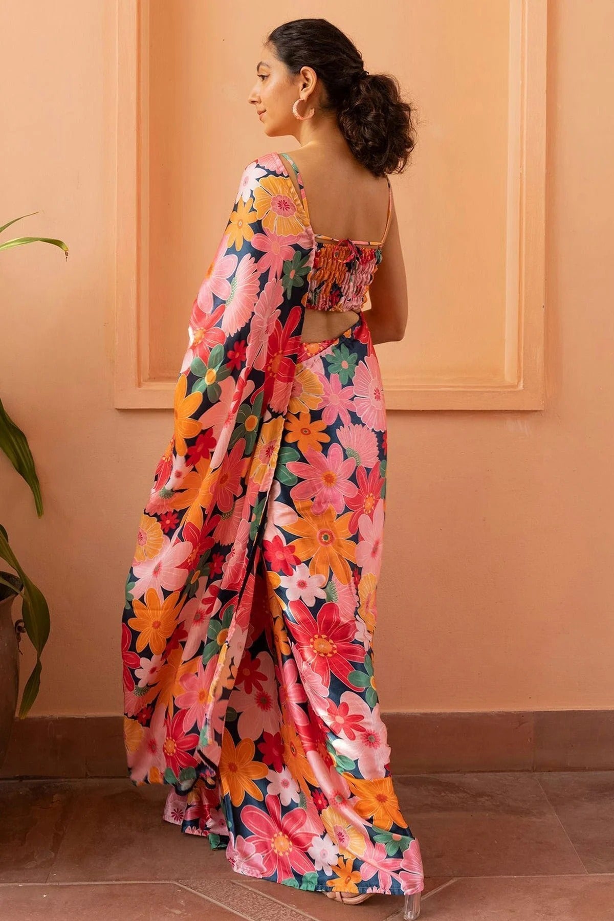 Pink Colour Nylon Japan Satin Printed Saree SD1111684 A