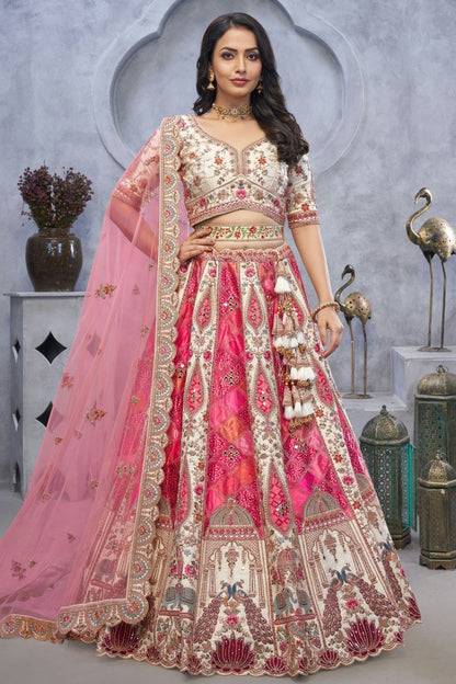 Pink Colour Organza Embroidery Lehenga Choli LC1111377