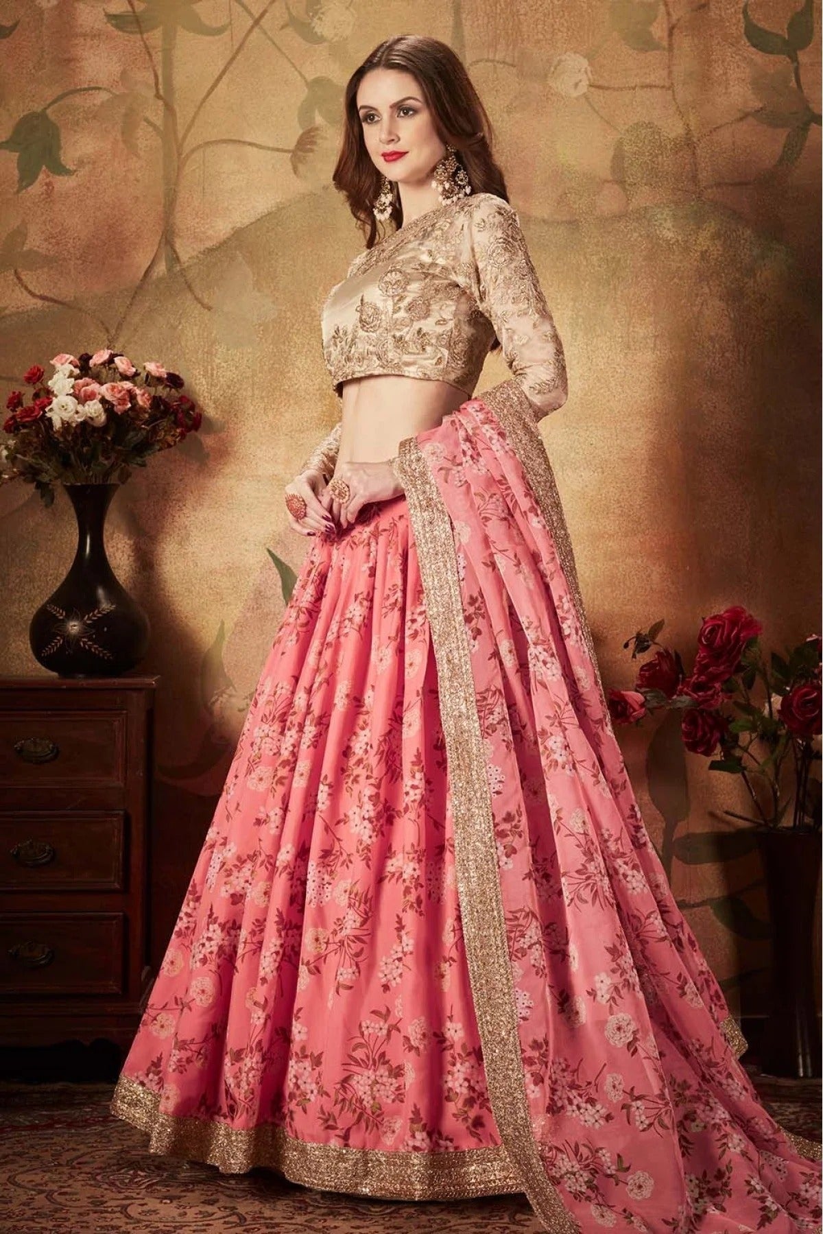 Pink Colour Organza Lehenga Choli LC1010080 A