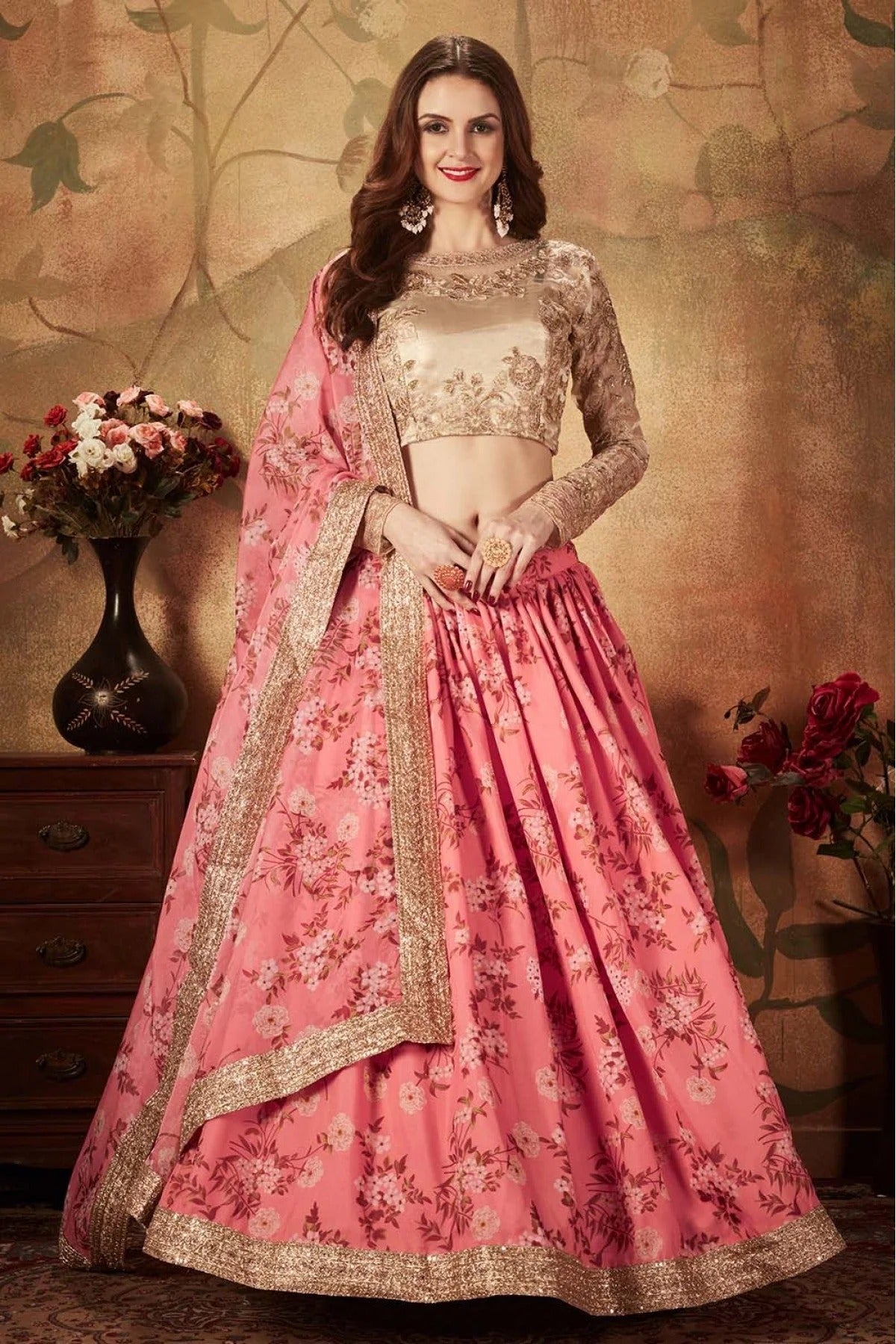 Pink Colour Organza Lehenga Choli LC1010080 B