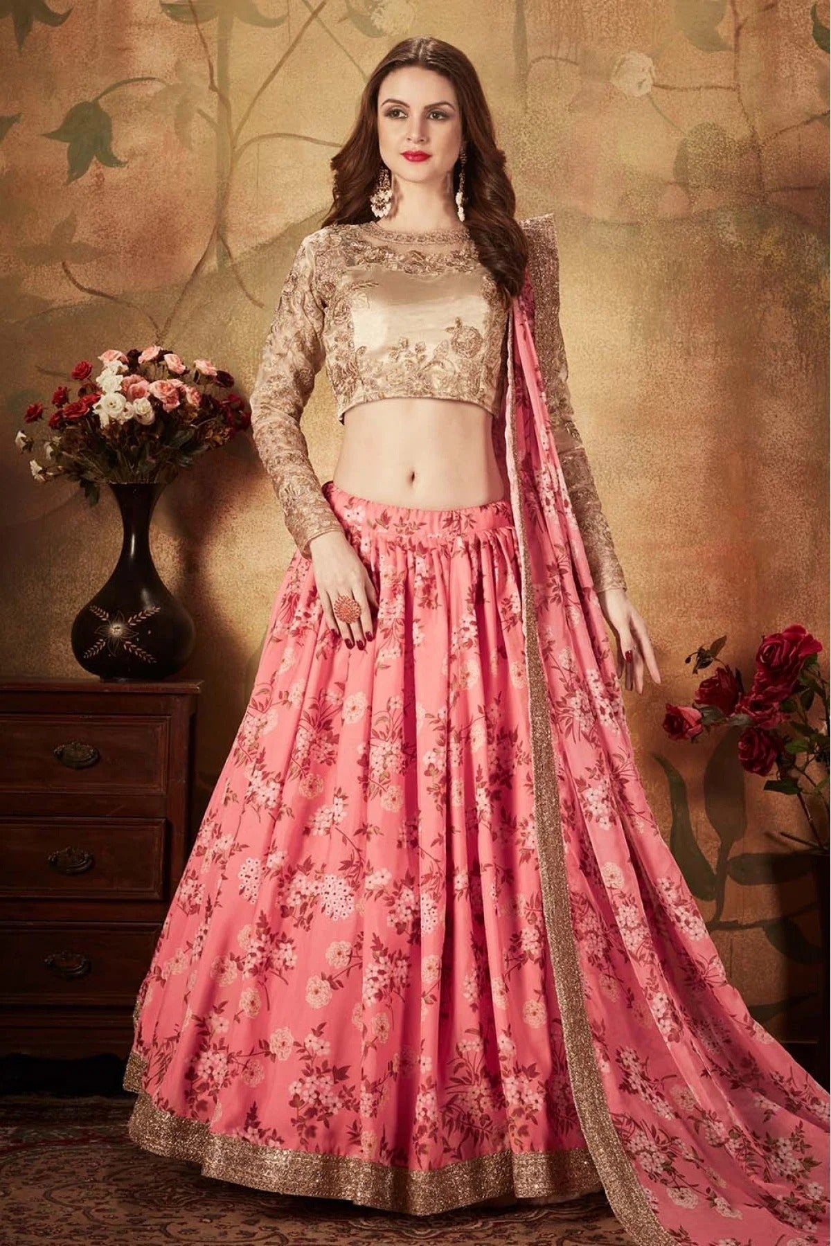 Pink Colour Organza Lehenga Choli LC1010080