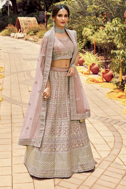 Pink Colour Organza Resham Work Lehenga Choli LC1080115