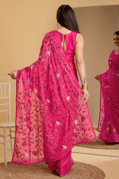 Pink Colour Organza Saree SD1110016 A