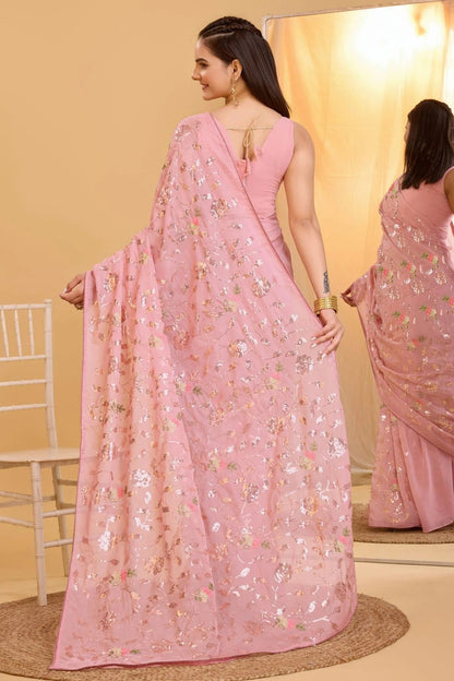 Pink Colour Organza Saree SD1110020 A