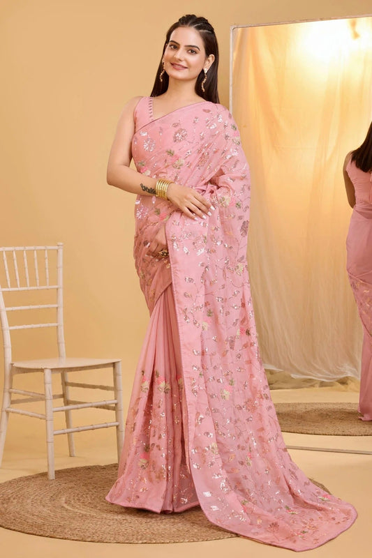 Pink Colour Organza Saree SD1110020