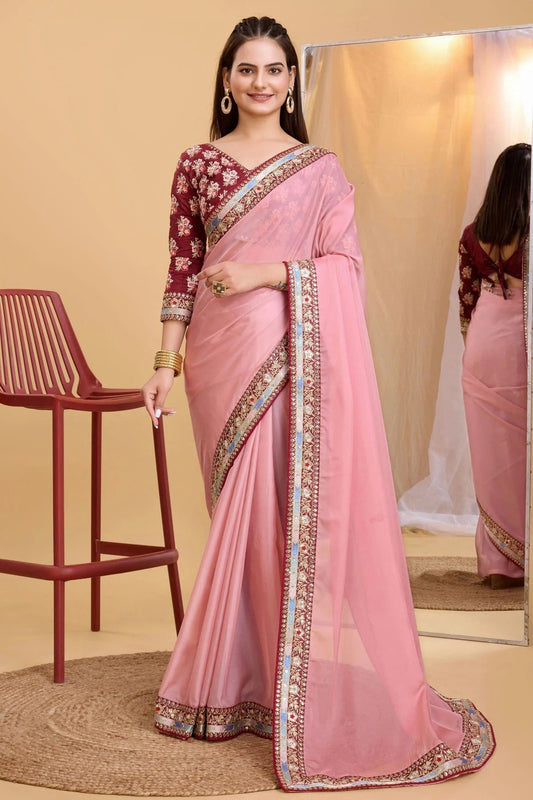 Pink Colour Organza Saree SD1110234