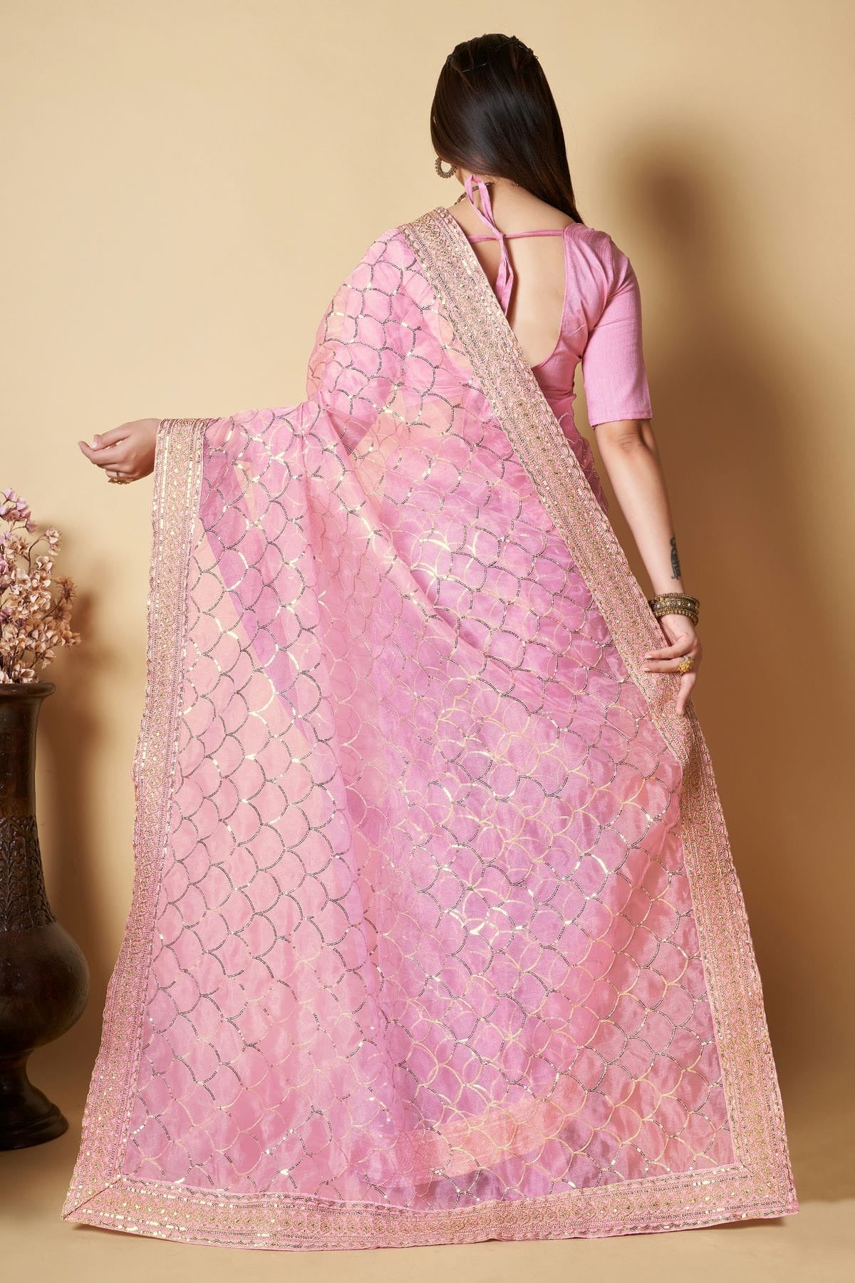 Pink Colour Organza Saree SD1110359 A