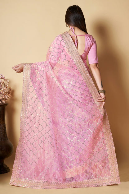 Pink Colour Organza Saree SD1110359 A