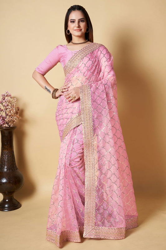 Pink Colour Organza Saree SD1110359