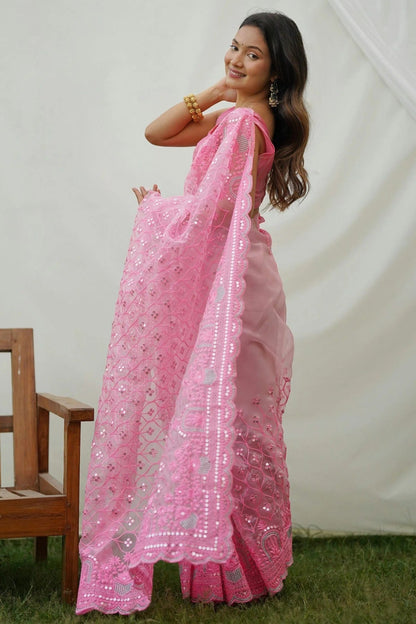 Pink Colour Organza Saree SD1110381 A