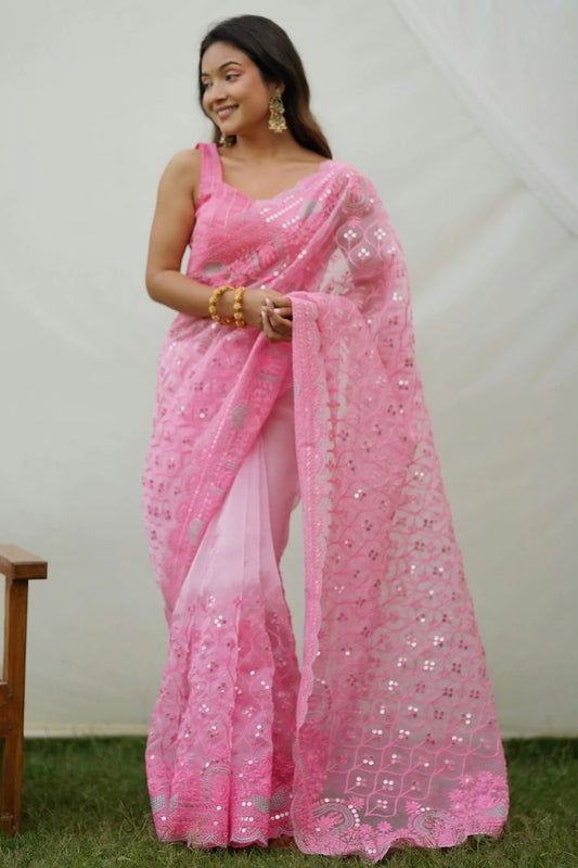 Pink Colour Organza Saree SD1110381