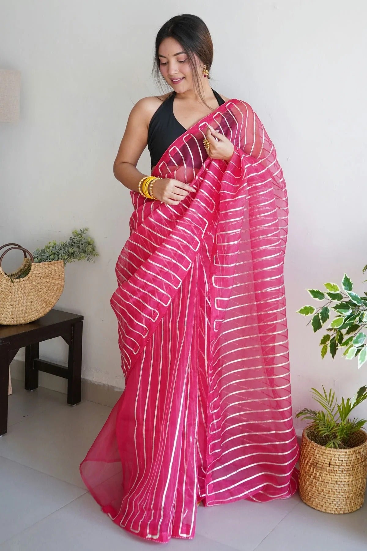 Pink Colour Organza Saree SD1110396 A