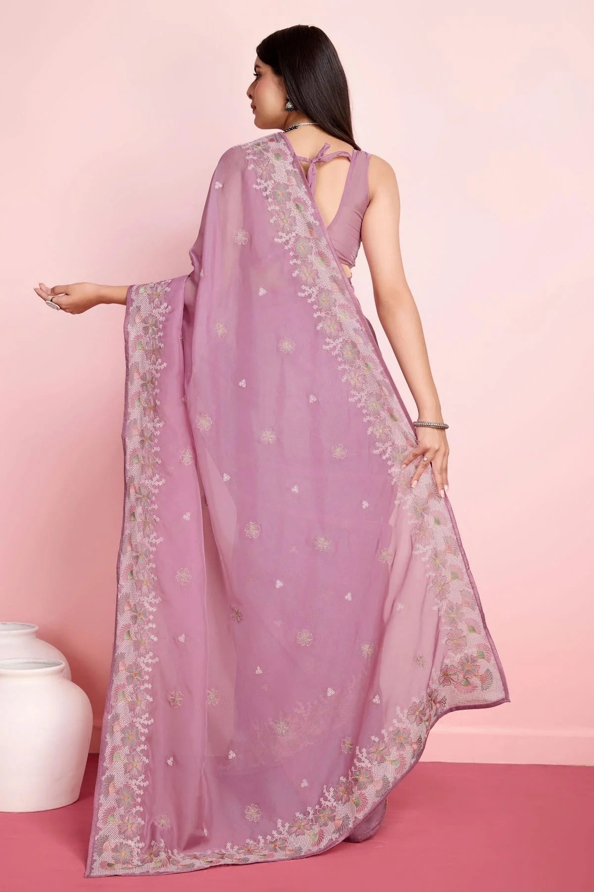 Pink Colour Organza Saree SD1110461 A