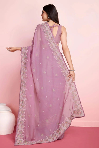 Pink Colour Organza Saree SD1110461 A