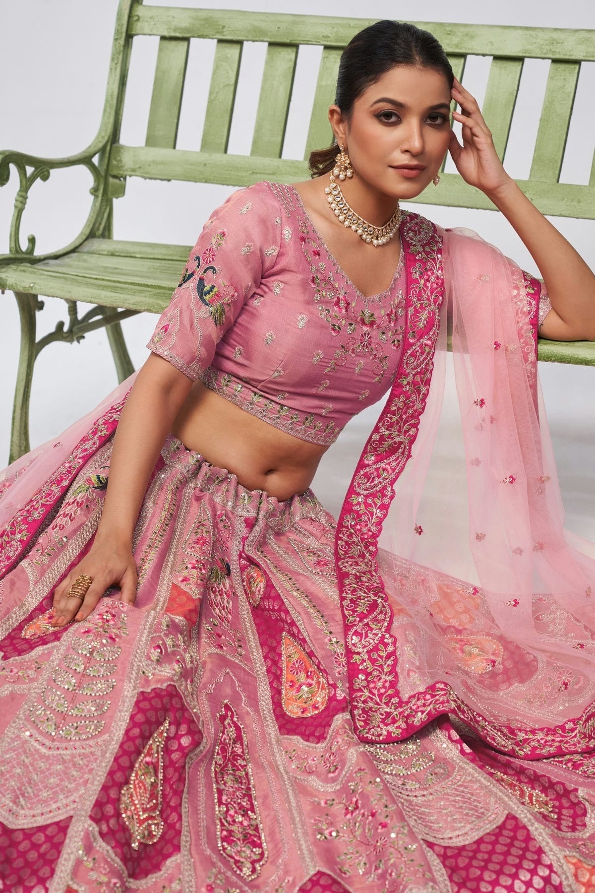 Pink Colour Organza Silk Lehenga Choli LC1030050 A